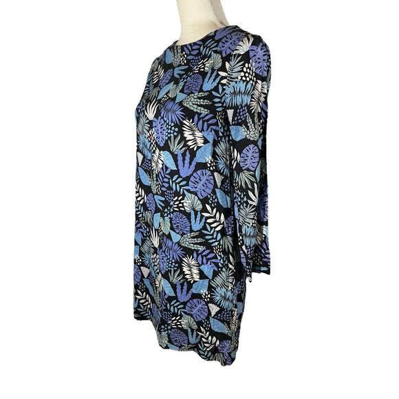 Nooworks Shift Mini Dress in Plant Life Print Long Sleeve Pullover USA Size XS - Picture 5 of 9
